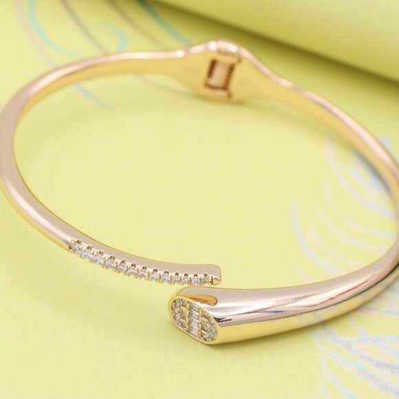 Rose Gold Designer Bangle with Diamond Accents, XPBL0599 - Picture 2 of 12